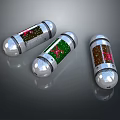 Three Cylindrical Equipment With Silver Shells And Colorful Interior Components