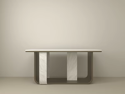 Modern Minimalist Console Table With Light Marble Top And Dark Wooden Frame 3d model