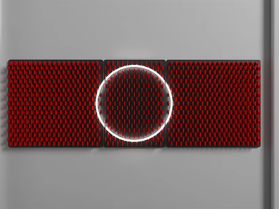 Red Grid Pattern Wall Decor With White Circular Ring Design 3d model