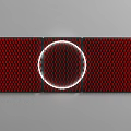 Red Grid Pattern Wall Decor With White Circular Ring Design