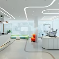 Modern Hospital Outpatient Clinic Interior Design With Reception Desk And Medical Facilities