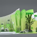Flowery Spring Photo Check In Spot With Green Curved Structure And White Flowers