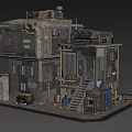 Industrial Style Multi Storey Residential Building With Weathered Exterior Metal Structure And Stairs