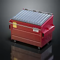 Red Mobile Equipment Storage Box With Gray Lid And Rolling Wheels 3d model