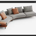 Modern Irregular Shaped Sofa In Grey With Soft Cushions And Accent Pillows 3d model