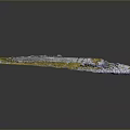 Natural Landscape 3D Terrain Model Featuring Undulating Grassland Rocks And Water Area