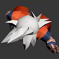 Anime Character With White Spiky Hair Red Outfit Blue Cuffs And Shoes Waving Hand