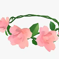 Pink Flower Crown Decorated With Fresh Pink Flowers And Green Leaves