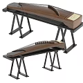 Traditional Chinese Guzheng Musical Instrument With Wooden Body And Black Metal Stands