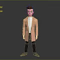 3D Stylized Character With Pink Coat White Inner Shirt Dark Pants Gray Shoes