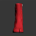 Red Satin Block Heel Ankle Boots With Side Zipper Design