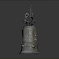 Antique Bronze Bell Musical Instrument With Intricate Dragon Handles And Patterns