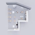 Modern Retail Interior With White Display Tables Large Screens And Products