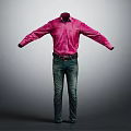 Long Sleeve Pink Shirt With Dark Jeans On Full Length Mannequin