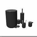Modern Black Washing Daily Items With Trash Can Toilet Brush And Storage Containers