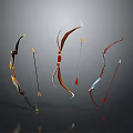 Various Stylish Bows and Arrows with Ornate Details on Dark Background