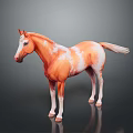 Realistic Orange And White Standing Horse Model With Lifelike Features On Gray Background 3d model