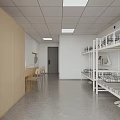 School Dormitory Interior With Modern Bunk Beds Desks And Natural Light 3d model