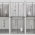 Modern Shower Head Design In Contemporary Shower Room With Glass Enclosure And Gray Tiles