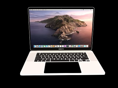 Modern White Laptop With Scenic Island Seaside View Display Keyboard Trackpad 3d model