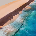 Stunning Waterfront Landscape With Sandy Beach And Vibrant Blue Ocean Waves