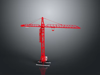 Red Tower Crane As Functional Construction Vehicle For Site Lifting Operations 3d model