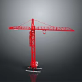 Red Tower Crane As Functional Construction Vehicle For Site Lifting Operations
