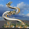 Spiral White Yellow Flower Decorated Photo Spot With Blue Sky And Green Trees