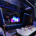 Luxury Modern KTV Interior Design With Comfortable Sofa Colorful Lighting And Decorative Wall