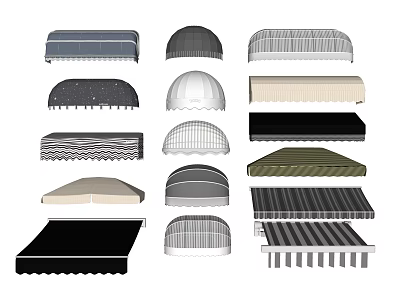 Various Sunshades with Different Shapes Designs and Colors for Outdoor Use 3d model