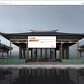 Traditional Chinese Pavilion Architecture With Overhanging Eaves Water Reflection And Wooden Frame Design