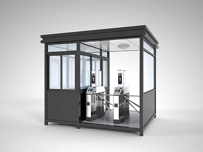 Construction Site Entrance Security Booth With Turnstiles For Worker Access Control 3d model