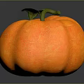 Orange Textured Pumpkin With Green Leaf And Vine On Dark Background