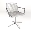 Modern Black Leather Chair With Diamond Pattern Metal Armrests And Metal Base