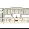Elegant Classic Kitchen Cabinets With Carved Design Glass Doors And Upper Lower Storage