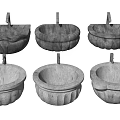 Six Traditional Stone Washbasins With Unique Carved Patterns And Designs
