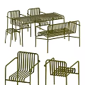 Modern Metal Table and Chair Set With Slatted Design For Interior Use