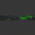Sleek Sporty Sports Cars With Aerodynamic Bodies In Red Green And Blue Colors