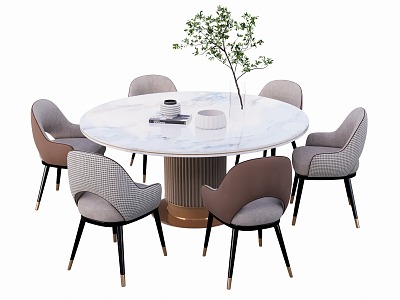 Simple Round Dining Table and Chair model