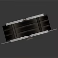 Industrial Sci Fi Interior With Metal Walls Ceiling Black Floor Door And Cables