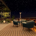 Roof Garden Design Featuring Wooden Deck Outdoor Seating Lighting And Green Plants