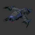 Detailed Science Fiction Spaceship Design Featuring Blue Gray Color And Multiple Engines