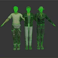 Three Men Standing Together With Different Casual Outfits And Arms Outstretched