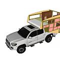 White Pickup Truck With Camper Unit On Roof For Mobile Camping Living