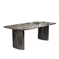 Modern Elegant Rectangular Marble Dining Table With Polished Metal Legs Shiny Surface 3d model