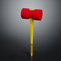 Durable Red Head Yellow Handle Hammer For Construction And Repair Work 3d model