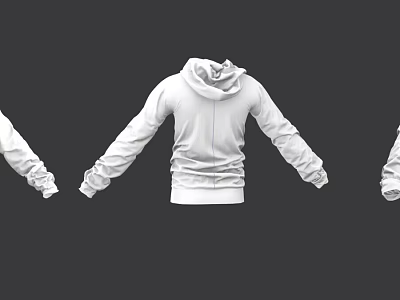White Hooded Sweatshirt Design With Multiple Angles And Long Sleeves 3d model