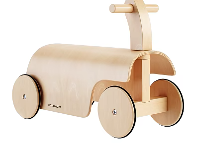 Wooden Building Blocks Crafted As Cute Toy Car With Wheels And Handle For Kids Play 3d model