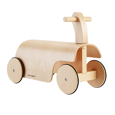 Wooden Building Blocks Crafted As Cute Toy Car With Wheels And Handle For Kids Play 3d model