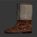 Tall Red Patterned Boots With Beige Cuff And Red Interior Textured Fabric 3d model